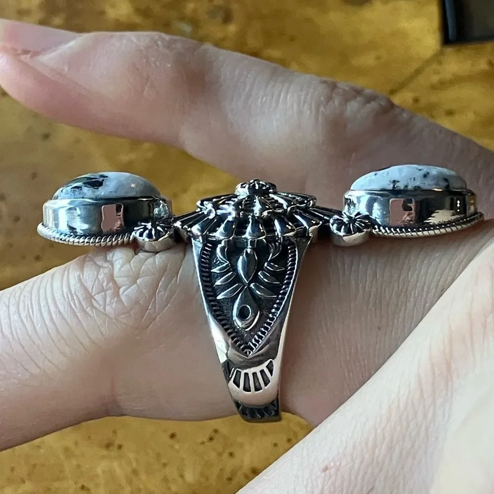 White Buffalo Turquoise Sterling Silver Ring Size 7